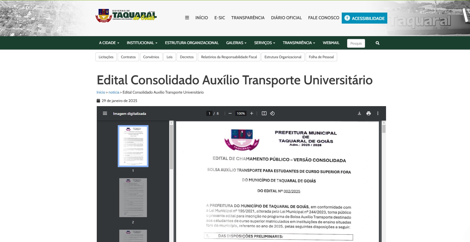 Edital Consolidado Auxílio Transporte Universitário